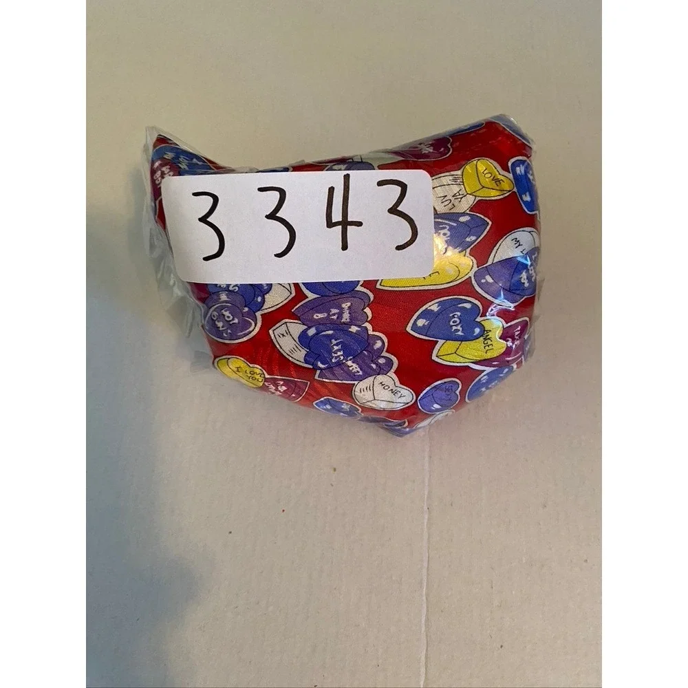 Red Silk Conversation Hearts Valentine Candy Print Mens Necktie Holiday Tie